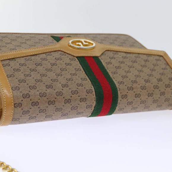 GUCCI Micro GG Supreme Chain Web Sherry Line Shoulder Bag PVC Beige Auth yk12014 - Picture 6 of 16